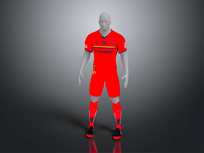 Red Sports Uniform Set With Brand Logo Matching Shorts And Socks 3d model