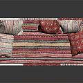 Colorful Canopy Single Bed Design With Red White Striped Bedding And Decorative Pillows