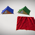 Multiple Colored Camping Tents in Blue Green and Red for Outdoor Adventures