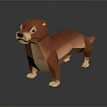 Brown Otter 3D Low Poly Model With Geometric Design And Shiny Surface 3d model