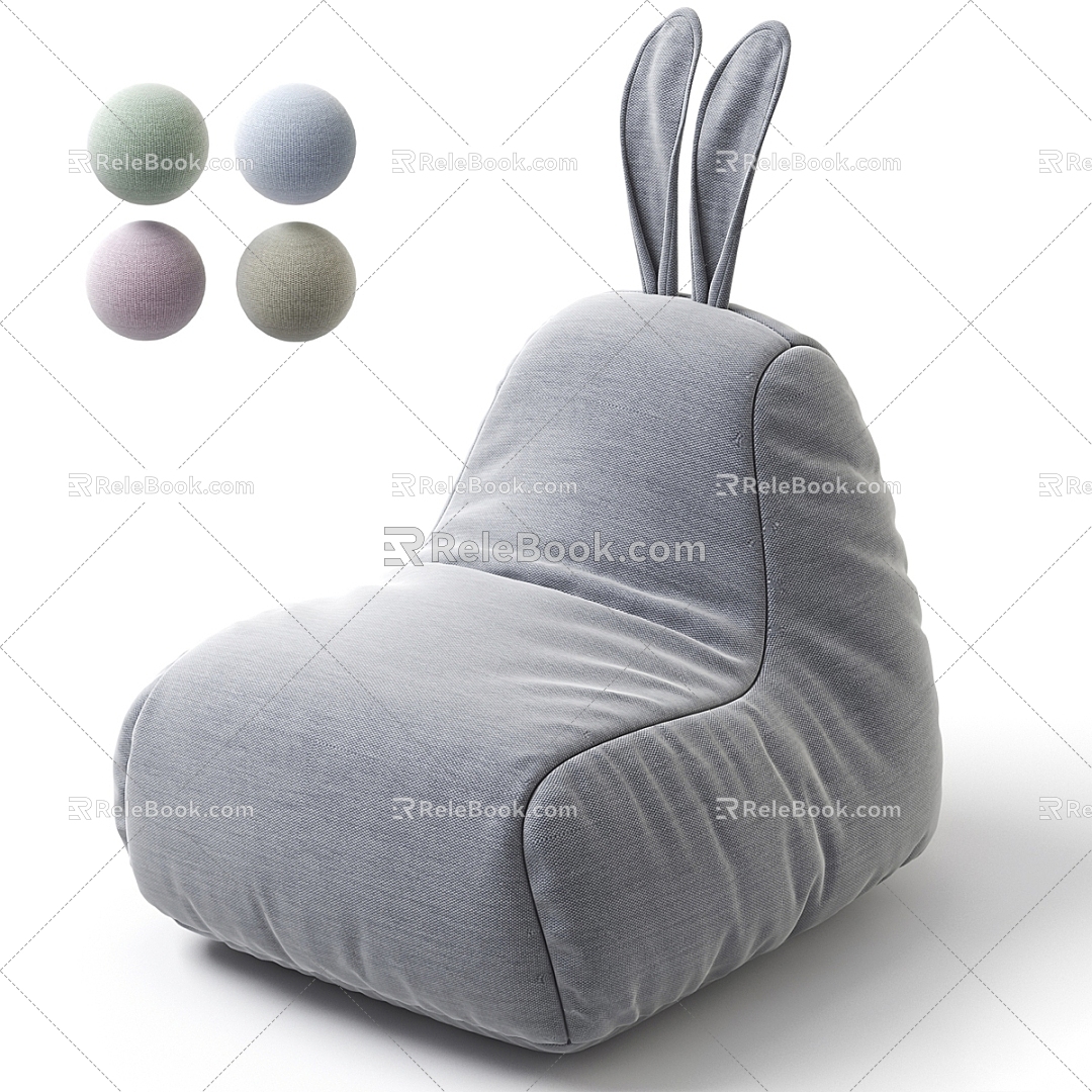 Modern Fabric Rabbit Lazy Sofa 3d model