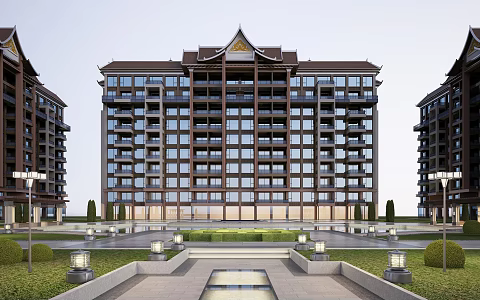 Southeast Asia Residential Commercial Hotel Apartment House 3d model