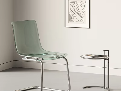 Transparent Modern Dining Chair With Metal Frame In Minimalist Interior Space 3d model