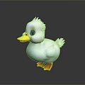 Cute White Duckling Toy With Yellow Beak Green Eyes And Orange Feet