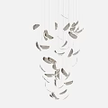 Modern Leaf Shaped Chandelier Design With Hanging Metallic Elements For Interior Decor 3d model