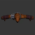 Game Movie Bear Warrior Character With Orange Fur Spiked Shoulder Armor Chain And Sharp Claws