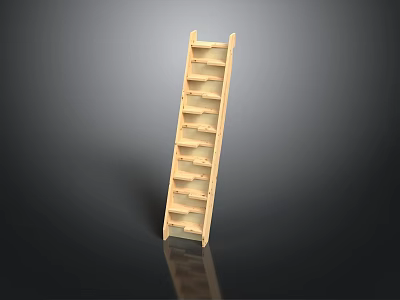 Simple Wooden Ladder Shelf With Multiple Storage Shelves For Home Interior 3d model