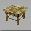 Vintage Wooden Coffee Table with Worn Surface Texture and Single Drawer Design Sturdy Four Legs
