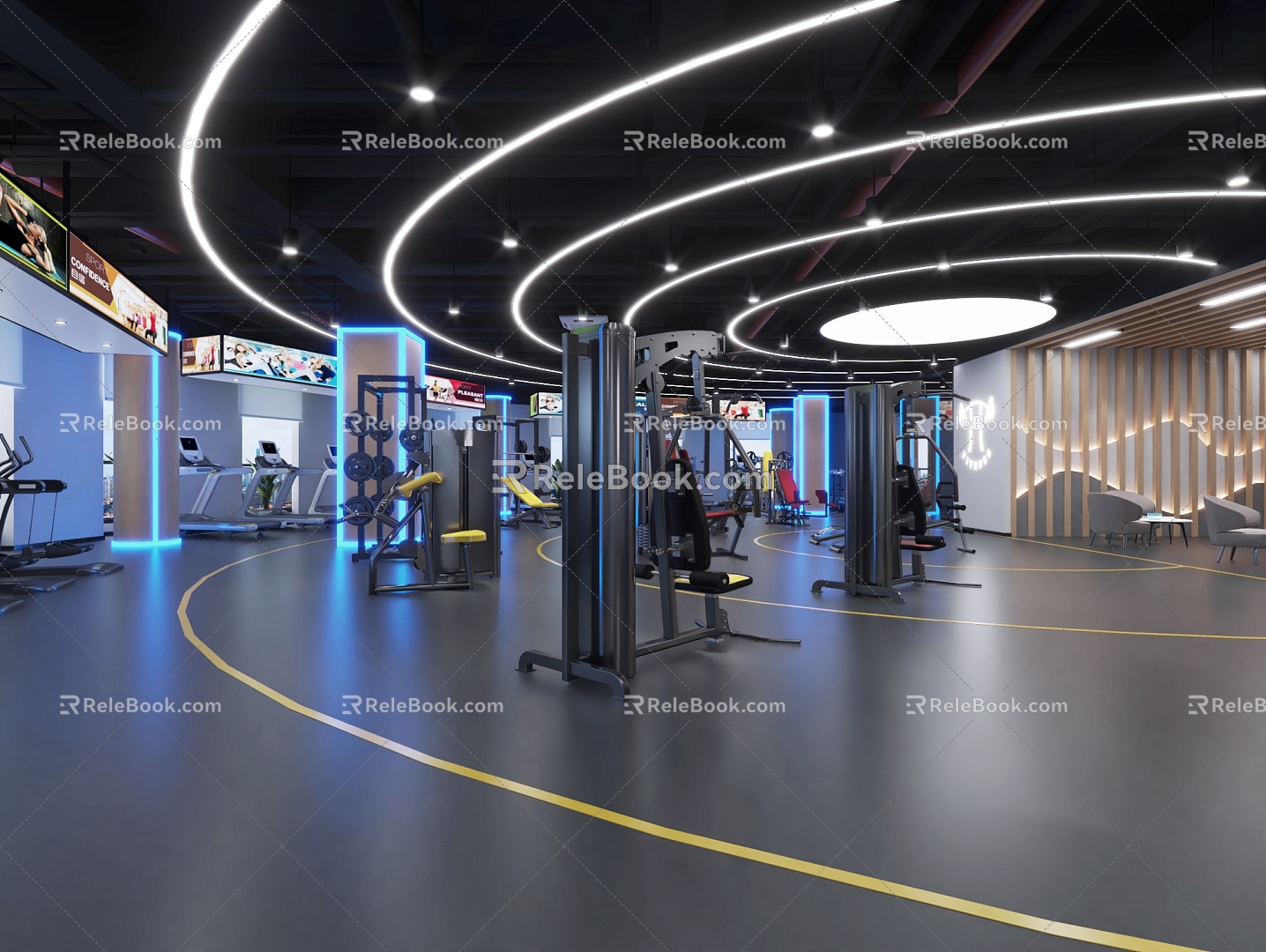 Modern Gym Strength Zone 3d model