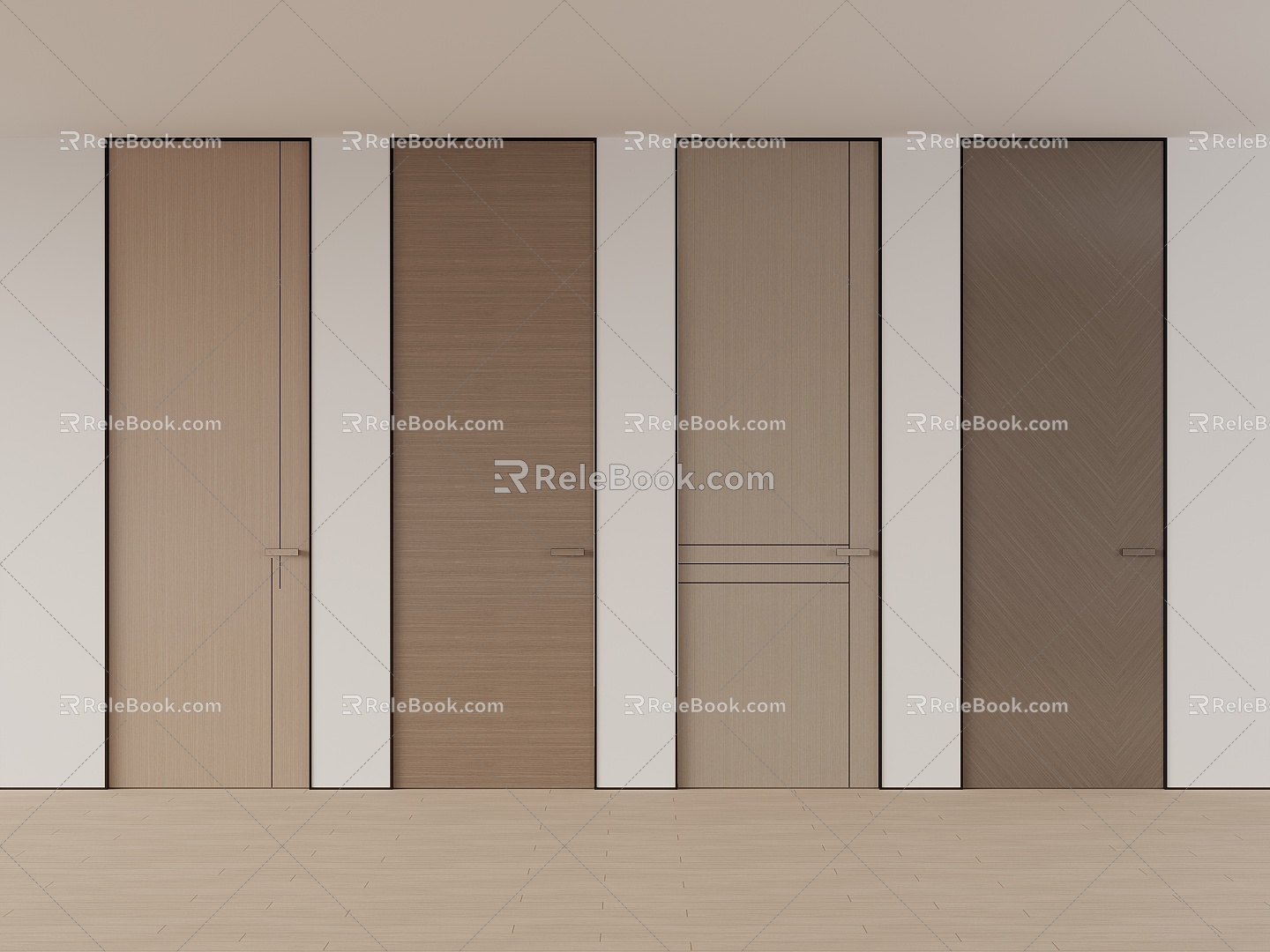 New Chinese Style Bedroom Door Single Door Solid Wooden Door 3d model