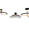 Modern Ceiling Lights With Unique Black Frame And Stylish Curved LED Design 3d model