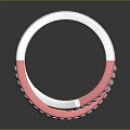 Pink And White Single Chair Featuring Circular Layered Design With Gray Decorations And Smooth Surface