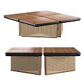 Wooden Top Coffee Table With Rattan Weave Sides And Natural Modern Design Elements