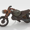 Vintage Retro Motorcycle With Rusty Metal Body Leather Seat And Classic Headlight Design