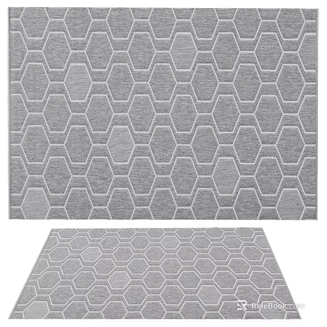 Stylish Gray Square Rug With Hexagon Pattern Modern Design For Living Room Decor 3d model 