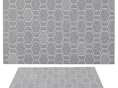 Stylish Gray Square Rug With Hexagon Pattern Modern Design For Living Room Decor 3d model