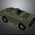 Green Military Armored Vehicle Featuring Top Mounted Equipment Wheeled Design And Weathered Surface