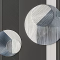 Modern Circular Metallic Wall Decor With Striped Geometric Patterns On Dark Vertical Striped Background 3d model