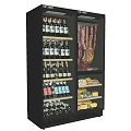 Modern Refrigerator Freezer with Glass Door Storing Wine Bottles Cured Meats and Cheeses