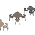 Modern Dining Table Set With Striped Wooden Base And Upholstered Chairs