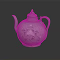 Celadon Teapot with Branch and Flower Pattern Elegant Traditional Design with Lid and Curved Handle