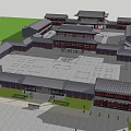 Ancient Chinese Architecture Courtyard Layout With Symmetrical Traditional Buildings And Classical Roof Design