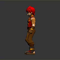 3D Cartoon Character With Red Hair Orange Tank Top Brown Pants And Wrist Guards