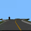 Municipal Road With Vehicles Driving Along Lanes And Roadside Facilities Under Clear Blue Sky