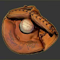 Orange Leather Baseball Glove Holding Red And White Baseball For Daily Use