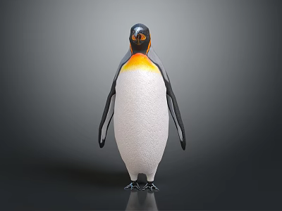 Emperor Penguin Black And White Feathers Yellow Neck Orange Beak Standing On Dark Background 3d model