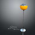 Modern Floor Lamp With Yellow Spherical Shade And Silver Pole Base