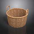 Handcrafted Natural Rattan Woven Storage Basket With Two Handles For Home Organization