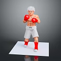 White Hair Boxer Figure With Red Gloves White Shorts IPPO Red Socks On White Base