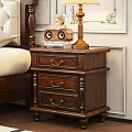 Classic Wooden Nightstand With Three Drawers Brass Handles Gold Lamp Decor By Ornate White Wall