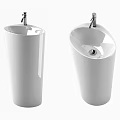 White Contemporary Pedestal Sinks With Polished Chrome Faucets In Bathroom Design