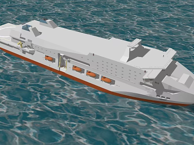 Modern Warship Sailing On The Sea With White Hull And Deck Structure 3d model