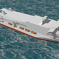 Modern Warship Sailing On The Sea With White Hull And Deck Structure
