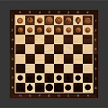 Wooden Chess Set With Black And White Checkerboard And Colorful Pieces