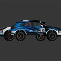 White And Blue Off Road Racing Cars With Sporty Design And Large Wheels