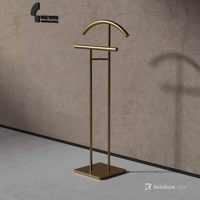 Golden Metal Display Rack With Modern Minimalist Design Curved Top And Square Base 3d model 