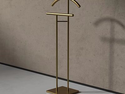 Golden Metal Display Rack With Modern Minimalist Design Curved Top And Square Base 3d model