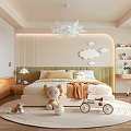 Modern Kids Room Interior Design With Cloud Decorations Bed Stuffed Toys And Storage Cabinets