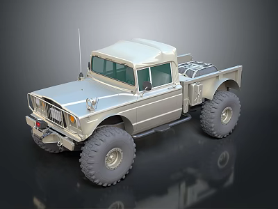 Vintage Silver Pickup Truck With Large Off Road Tires And Retro Front Grille 3d model Vintage Silver Pickup Truck With Large Off Road Tires And Retro Front Grille 3d model