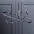 Modern Intersecting Circular Ring Chandelier With Glowing LED Lights And Sleek Metal Frame