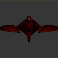 Red Fantasy Dragon With Spread Wings And Glowing Eyes In Dark Background