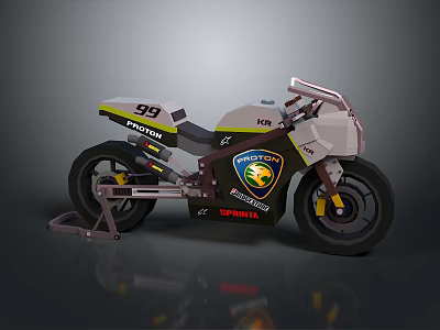 Sporty Racing Motorcycle with Number 99 Yellow Black Livery Streamlined Design and Alloy Wheels 3d model