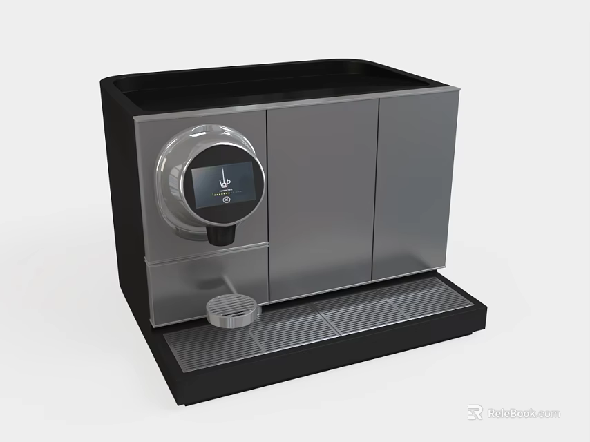 Modern Black And Silver Coffee Machine With Digital Display For Kitchen Use 3d model 