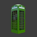 Green Telephone Booth Public Facility With Classic Design And Glass Panels