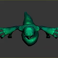 3D Model of Green Fantasy Creature Character With Glowing Red Eyes and Extended Arms