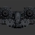 Sci-Fi Character Operating Battle Spaceship With Twin Engines And Intricate Cannon Structure